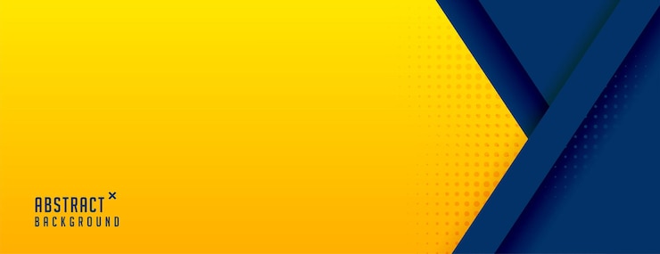 Vettore gratuito banner geometrico blu giallo astratto con design a semitoni