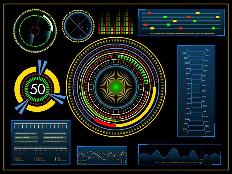 Vettore gratuito banner hud spazio economia affari