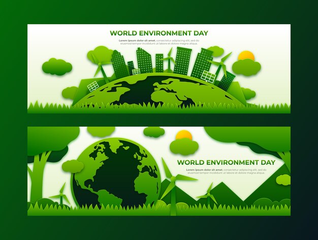 Banner in stile carta per la giornata mondiale dell'ambiente