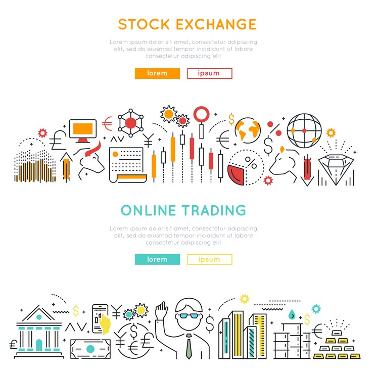 Vettore gratuito banner lineari di borsa