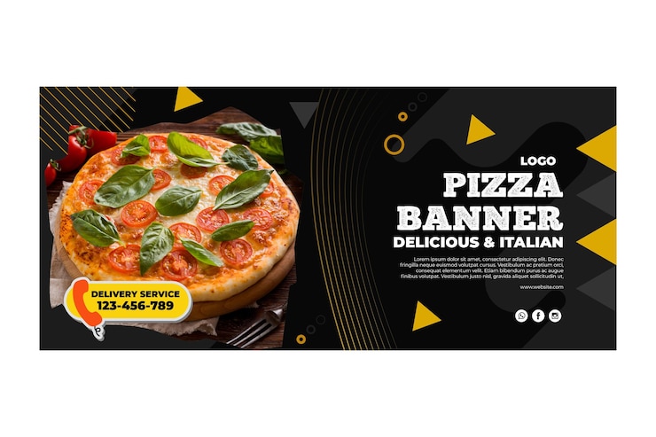 Vettore gratuito banner modello ristorante pizzeria