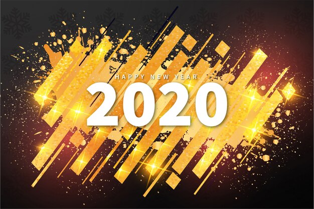 Banner moderno felice anno nuovo 2020 con forma astratta