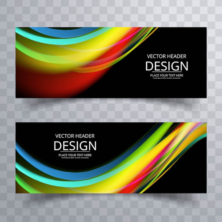 Vettore gratuito banner ondulate colorati