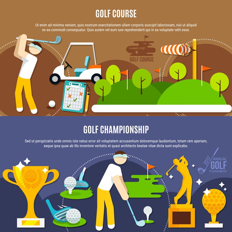 Vettore gratuito banner orizzontale di competizione di golf