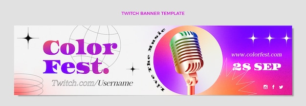 Banner orizzontale di contrazione del festival musicale colorato sfumato