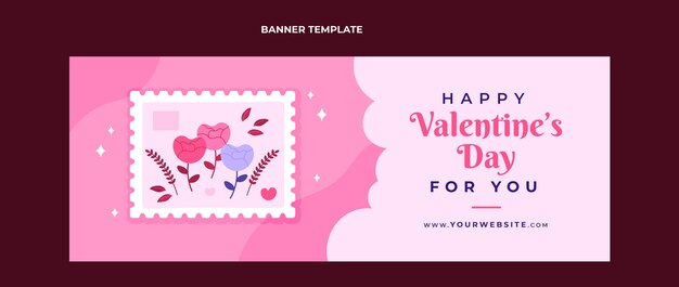 Banner orizzontale di San Valentino disegnato a mano