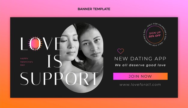 Banner orizzontale di vendita di San Valentino piatto