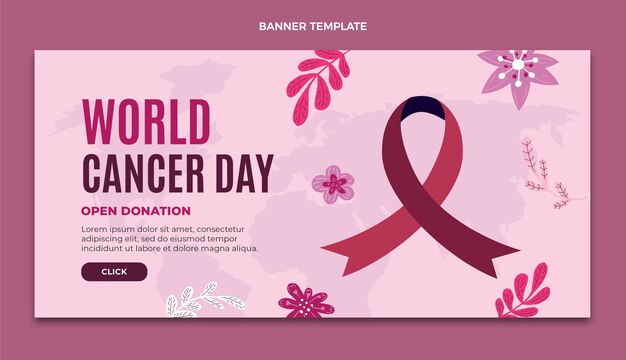 Banner orizzontale di vendita piatta della giornata mondiale del cancro