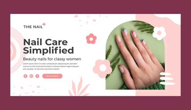 Banner orizzontale disegnato a mano del salone di manicure