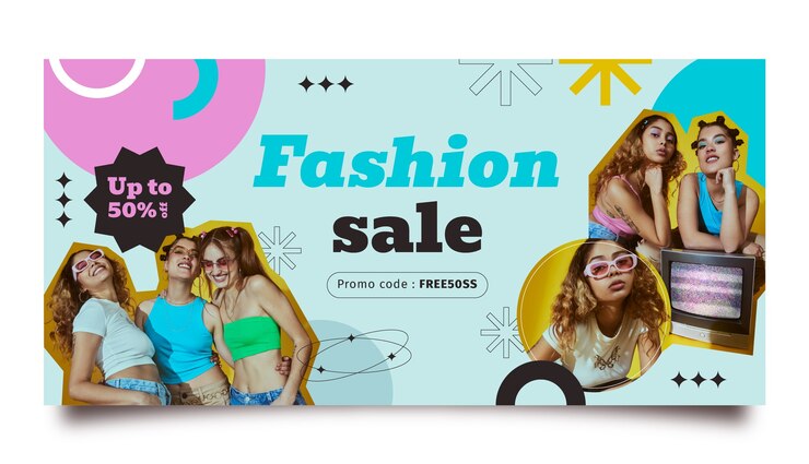 Vettore gratuito banner orizzontale geometrico design piatto