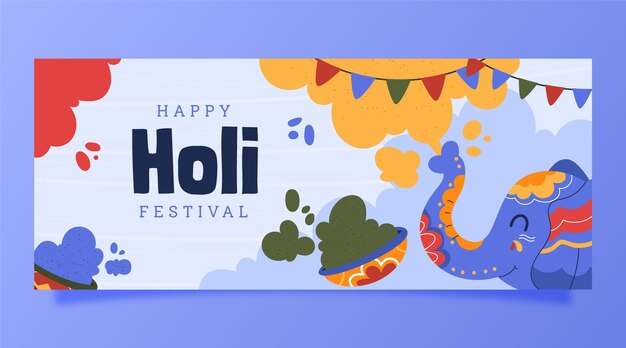 Banner orizzontale holi disegnato a mano