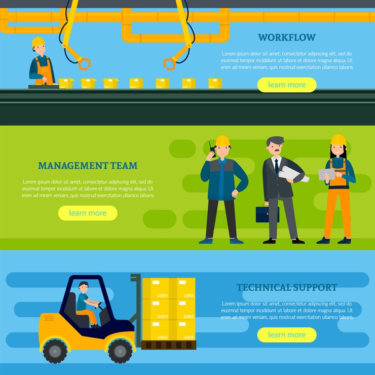 Vettore gratuito banner orizzontale industriale