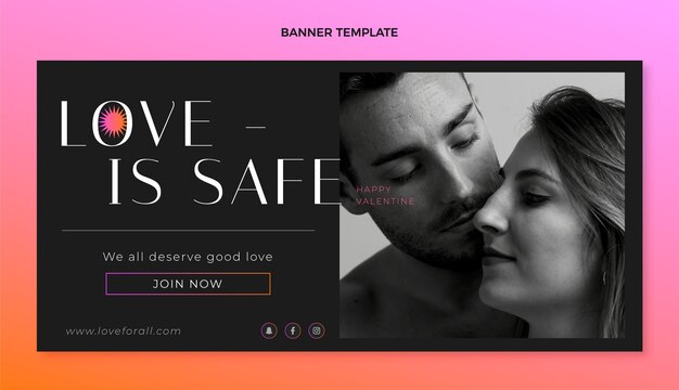 Banner orizzontale piatto di San Valentino