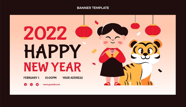 Banner orizzontale piatto di vendita di capodanno cinese