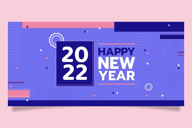 Banner orizzontale piatto felice anno nuovo 2022