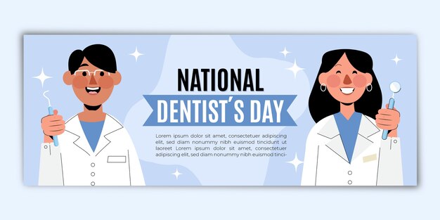 Banner orizzontale piatto nazionale del dentista
