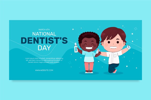 Banner orizzontale piatto nazionale del dentista