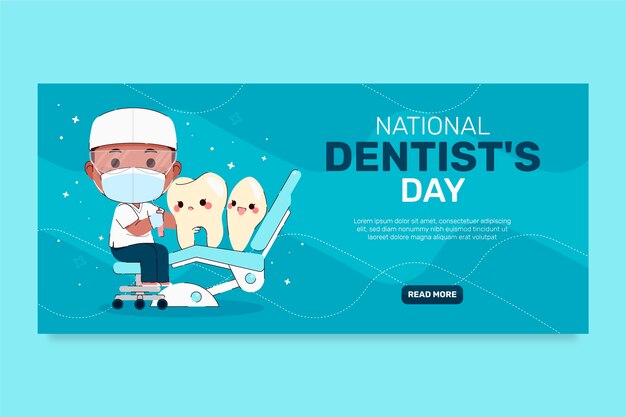 Banner orizzontale piatto nazionale del dentista
