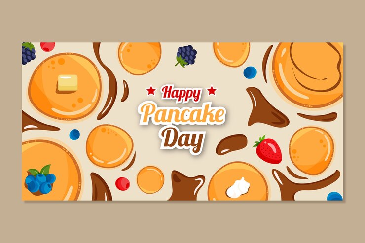 Vettore gratuito banner orizzontale piatto pancake day