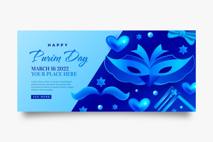 Banner orizzontale purim realistico