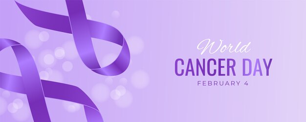 Banner orizzontale realistico della giornata mondiale del cancro