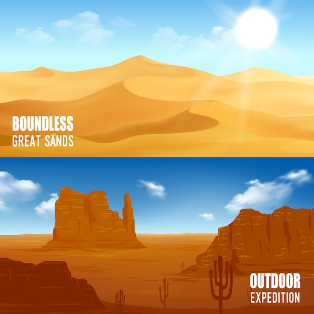 Banner orizzontali del deserto