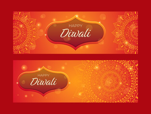 Banner orizzontali sfumati impostati per la celebrazione del diwali