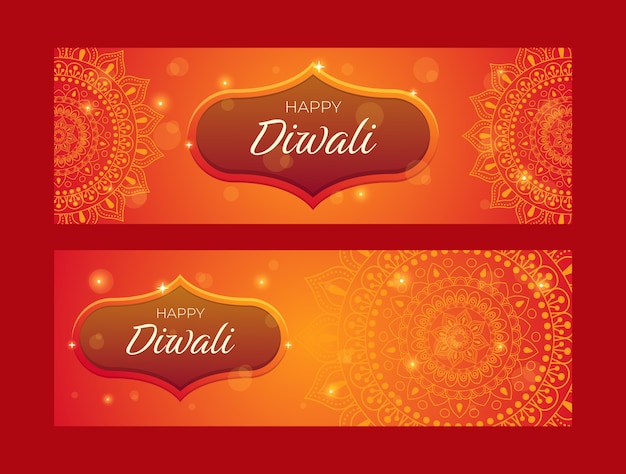 Banner orizzontali sfumati impostati per la celebrazione del diwali