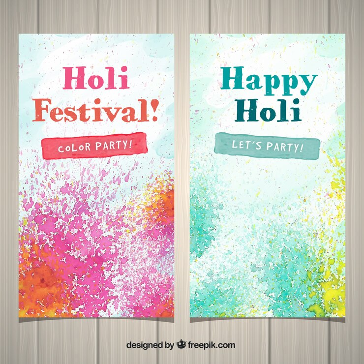 Vettore gratuito banner per il festival di holi con spruzzi di colore