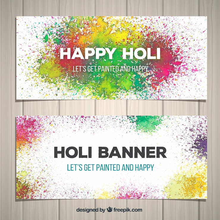 Vettore gratuito banner per il festival holi in stile splash