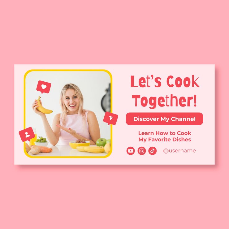 Vettore gratuito banner per influencer di cibo piatto