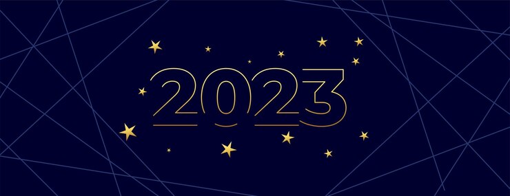 Vettore gratuito banner per l'occasione del nuovo anno 2023 in stile linea