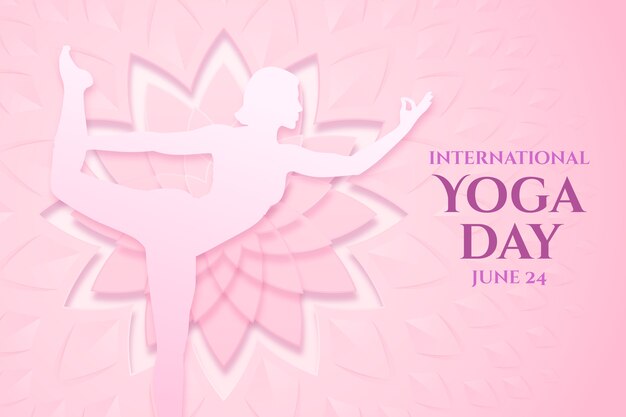 Banner per la giornata internazionale dello yoga in stile carta