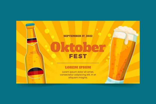 Banner piatto disegnato a mano dell'Oktoberfest