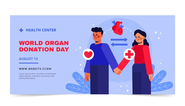 Banner piatto per la giornata mondiale della donazione di organi