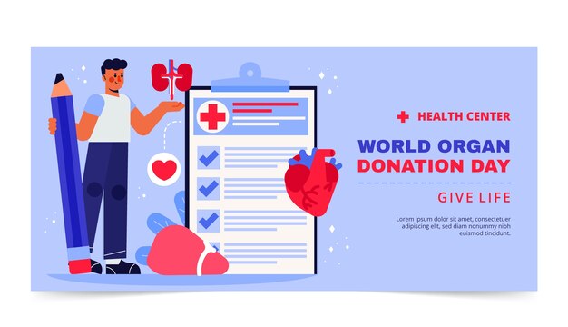 Banner piatto per la giornata mondiale della donazione di organi