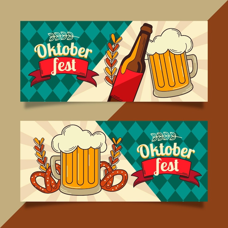 Vettore gratuito banner più oktoberfest vintage