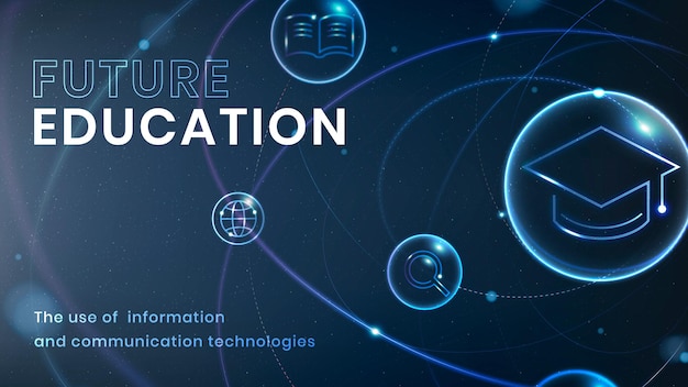 Banner pubblicitario di vettore del modello di tecnologia dell'istruzione futura