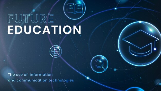Banner pubblicitario di vettore del modello di tecnologia dell'istruzione futura