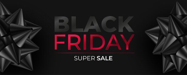 Banner realistico del Black Friday con fiocchi neri