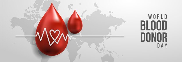 Banner realistico della giornata mondiale del donatore di sangue
