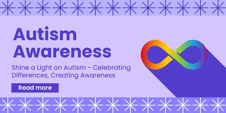 Vettore gratuito banner rettangolare minimalista per l'autismo geometrico