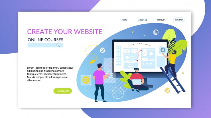 Vettore gratuito banner scritto alla grande il tuo sito web corsi online.