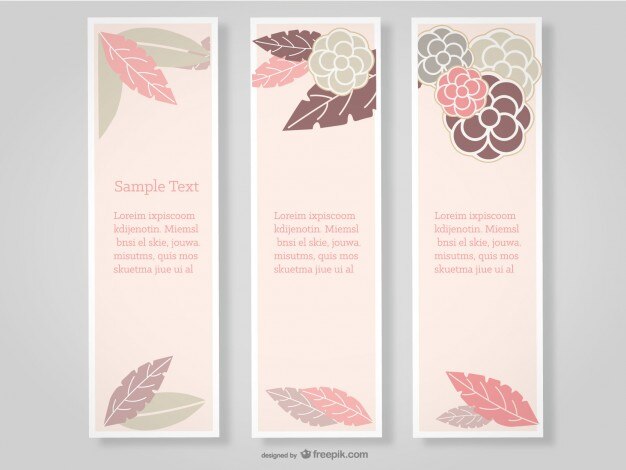 Vettore gratuito banner set floreale di rosa disegno