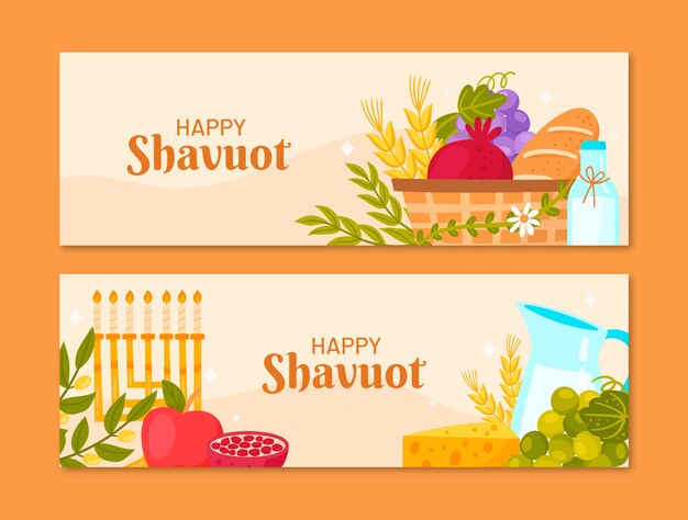 Banner shavuot piatto disegnato a mano