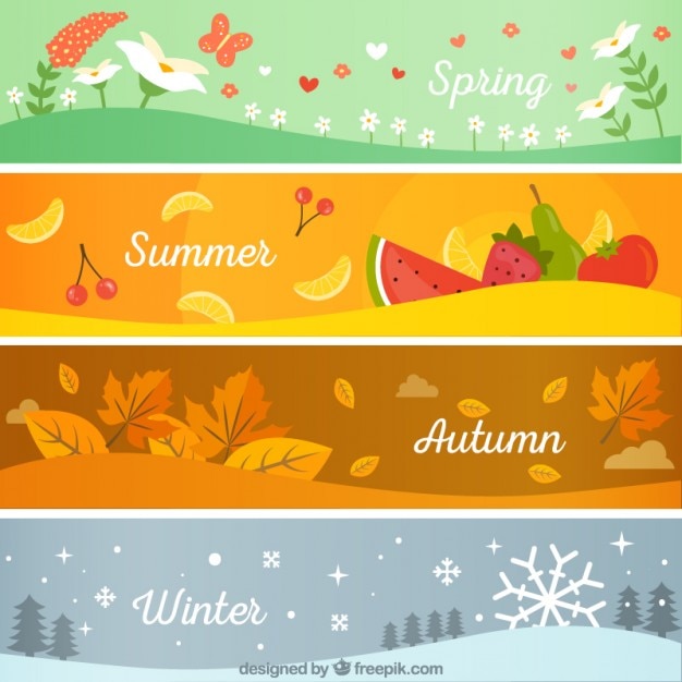 Vettore gratuito banner stagionali pack