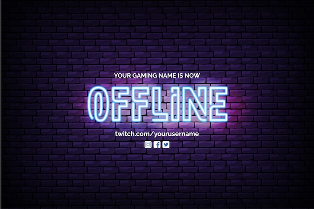 Banner Twitch attualmente offline con design al neon