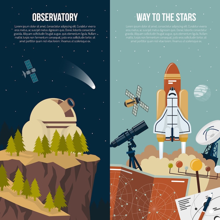 Vettore gratuito banner verticale di astronomia