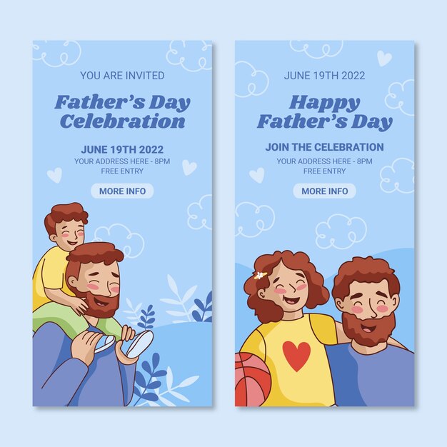Banner verticale per la festa del papà disegnato a mano