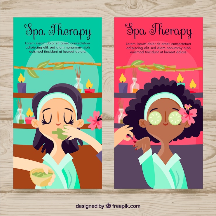 Vettore gratuito banner verticale spa in design piatto